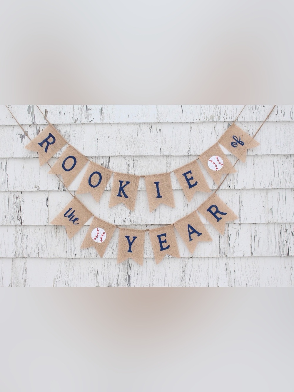 Rookie of the Year Banner, Baseball First Birthday, Burlap
